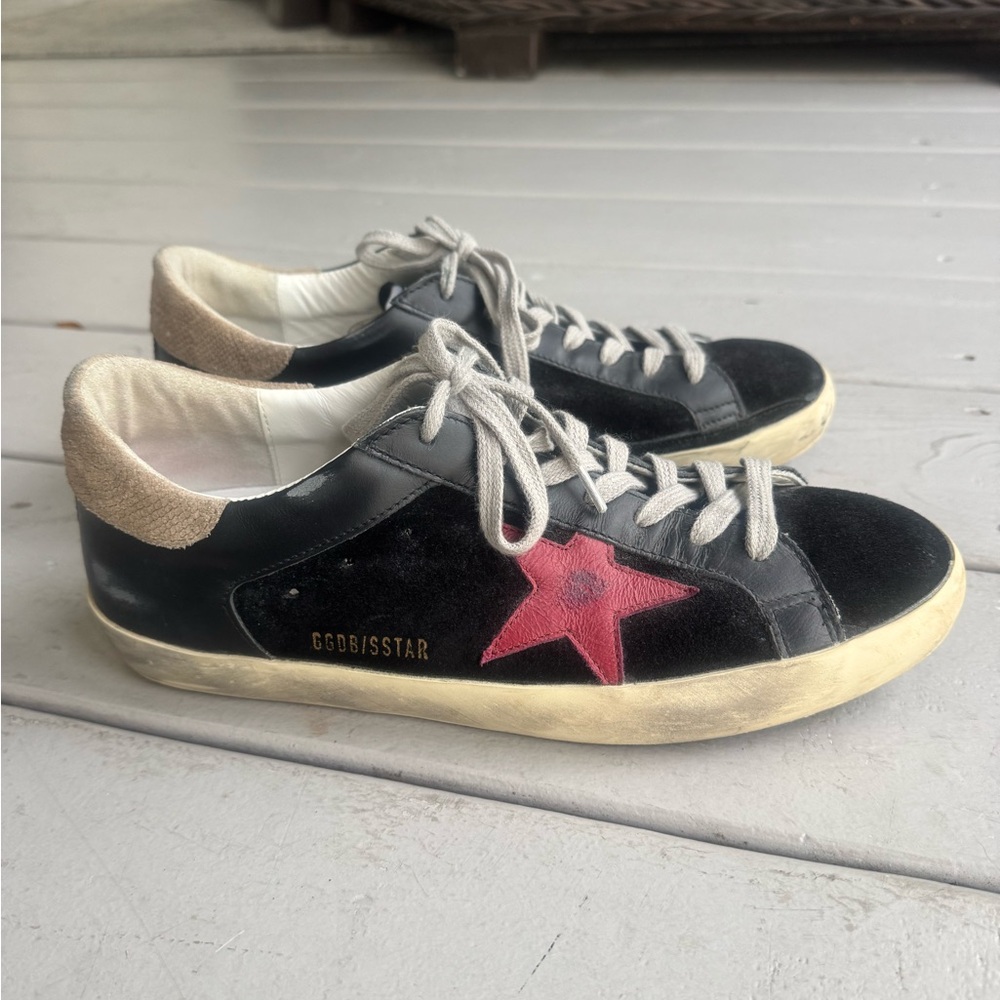 Golden Goose Black and Red Star Sneakers